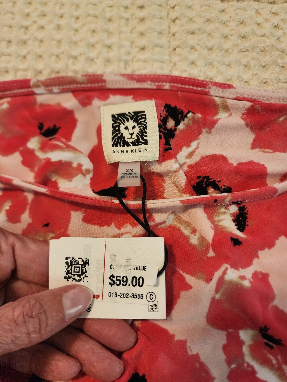 Anne Klein Sleeveless Pink White Floral Gathered Front Top NWT 2X Coastal - Picture 5 of 9